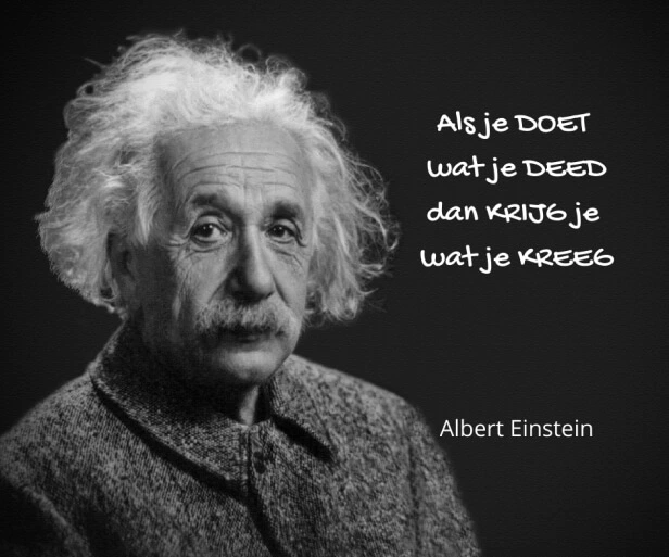 Als je DOET wat je DEED dan KRIJG je wat je KREEG - Albert Einstein